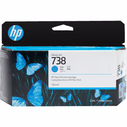 HP 738 130-ml Cyan DesignJet Ink Cartridge, Rendement standard, Cyan, 130 ml, 1 pièce(s), Paquet unique