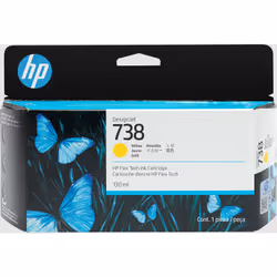 HP 738 130-ml Yellow DesignJet Ink Cartridge, Rendement standard, Jaune, 130 ml, 1 pièce(s), Paquet unique