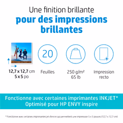HP Advanced Photo Paper, Glossy, 65 lb, 5 x 5 in. (127 x 127 mm), 20 sheets - Vue supplémentaire 4