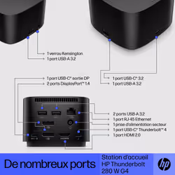 HP Station d'accueil Thunderbolt 280 W G4 avec câble combo - Vue supplémentaire 15