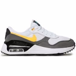 Baskets - NIKE AIR MAX SYSTM GS - Blanc - Talon plat - Lacets - Bout rond