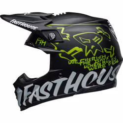 Bell Moto-9S Flex Fasthouse MC Core Casque de motocross, noir-jaune-argent, taille S pour Hommes