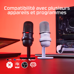 HyperX SoloCast - USB Microphone (White) Blanc Microphone de console de jeu - Vue supplémentaire 9