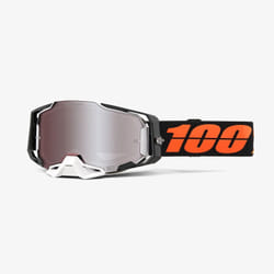 100% Armega Goggle Blacktail lunette de sports d'hiver Noir, Blanc Unisexe Miroir, Argent Verres (plats) cylindriques