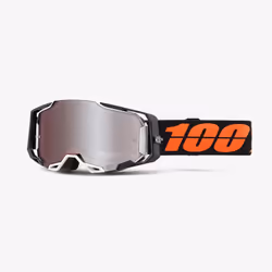 100% Armega Goggle Blacktail lunette de sports d'hiver Noir, Blanc Unisexe Miroir, Argent Verres (plats) cylindriques