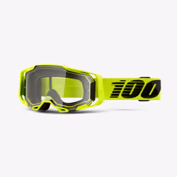 100% Armega Goggle, Mono-objectif, Jaune, Unisexe, Verres (plats) cylindriques, Polycarbonate, Noir, Jaune