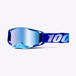 100% Armega Goggle, Mono-objectif, Bleu, Unisexe, Verres (plats) cylindriques, Polycarbonate, Bleu, Blanc
