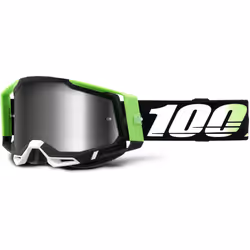 100% Racecraft II Kalkuta Lunettes de motocross, noir-blanc-vert pour Hommes