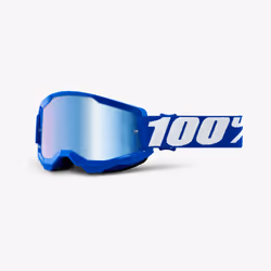 100% Strata 2 Goggle, Mono-objectif, Bleu, Unisexe, Verres (plats) cylindriques, Polycarbonate, Bleu, Blanc