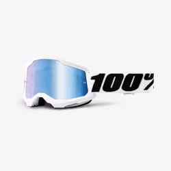 100% Strata 2 Goggle, Mono-objectif, Blanc, Unisexe, Verres (plats) cylindriques, Polycarbonate, Noir, Blanc