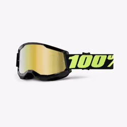 100% Strata 2 Goggle, Mono-objectif, Noir, Unisexe, Verres (plats) cylindriques, Polycarbonate, Noir, Jaune