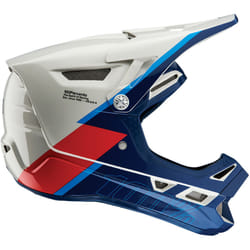 100% Aircraft Composite Trigger Casque de descente, blanc-rouge-bleu, taille S pour Hommes