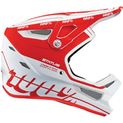 100% Status Casque de descente, blanc-rouge, taille XL pour Hommes