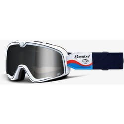 100% Barstow Lucien Lunettes de motocross, blanc-bleu pour Hommes