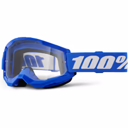 100% Strata 2 Essential Lunettes de motocross, blanc-bleu pour Hommes