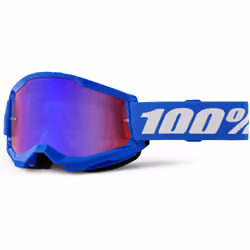 100% Strata 2 Essential Chrome Lunettes de motocross, blanc-bleu pour Hommes