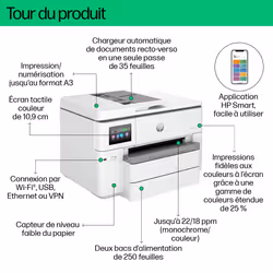 HP OfficeJet Pro 9730e Imprimante Multifonction Jet d'Encre Grand Format A3 Couleur Wi-Fi - Vue supplémentaire 10