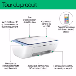 HP DeskJet Imprimante Tout-en-un 2822e, Couleur, Imprimante pour Domicile, Impression, copie, numérisation, Numérisation vers PDF - Vue supplémentaire 9