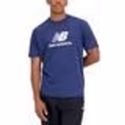 T-shirt coton col rond New Balance bleu - Manches courtes - Coupe droite - Adulte