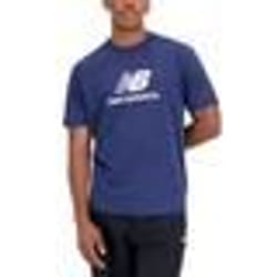 T-shirt coton col rond New Balance bleu - Manches courtes - Coupe droite - Adulte