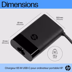 HP Chargeur pour ordinateur portable USB-C 65 W - Vue supplémentaire 4
