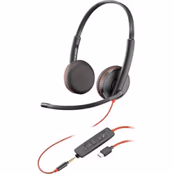 Poly Blackwire 3225 Micro-casque filaire avec microphone antibruit - Connexion USB-CA et Jack 35 mm