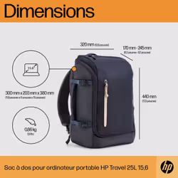 HP Sac à dos pour ordinateur portable Travel 25 litres 15,6 pouces (bleu) - Vue supplémentaire 14