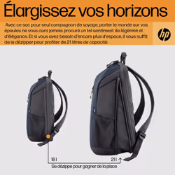 HP Sac à dos pour ordinateur portable 15,6 pouces Travel 18 litres (bleu nuit) - Vue supplémentaire 10