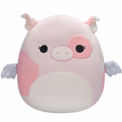 Squishmallows Peety the Pink Spotted Pig with Wings, Cochon en peluche