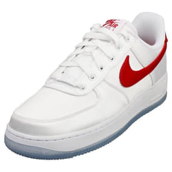 Baskets - Nike - AIR FORCE 1 07 ESS - Femme - Blanc Rouge - Textile - Lacets