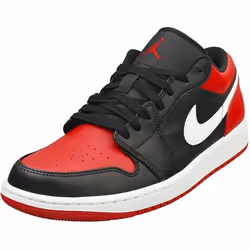 Baskets - Nike - AIR JORDAN 1 LOW - Homme - Noir Rouge - Cuir et Synthetique - Lacets