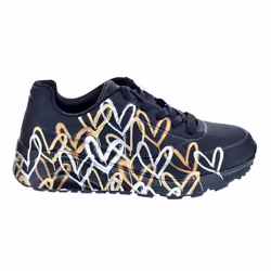 Zapatillas Skechers Uno Lite - Fille - Lacets - Noir/Blanc