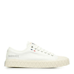 Palladium Palla Ace Cvs Org - Baskets femme blanches en canvas style Pampa lacets talon plat 3 cm