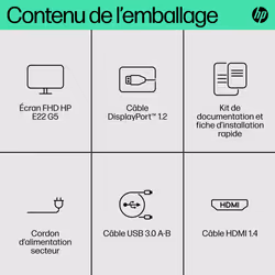 HP E-Series E22 G5 Écran IPS Full HD 21.5 Pouces 75 Hz Noir Argent - Vue supplémentaire 4