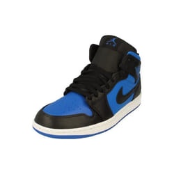 Baskets Nike Air Jordan 1 Mid Homme - Cuir Bleu - Lacets