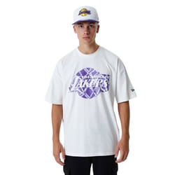 T-shirt Homme - NEW ERA - Los Angeles Lakers NBA Infill Logo - Blanc - Coupe oversize