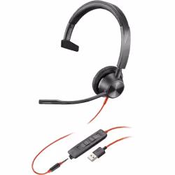 POLY Blackwire 3315 USB-A + 3.5mm Mono Headset, 207 g