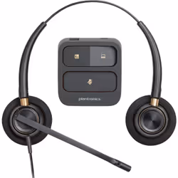 POLY Micro-casque binaural EncorePro 520 + fonction Quick Disconnect, Avec fil, Appels/Musique, 74 g, Casque, Noir
