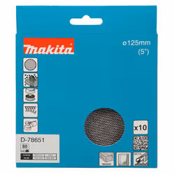 Abrasif maillé Makita D-78651; 125 mm; P80; 10 unités