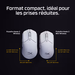 HP HyperX Pulsefire Haste 2 Mini - Souris gamer sans fil (blanc) - Vue supplémentaire 11