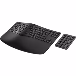HP 965 Ergonomic Wireless Keyboard, Taille réelle (100 %), Sans fil, RF sans fil + Bluetooth, Clavier à membrane, QWERTY, Noi ...
