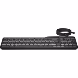 HP Clavier filaire rétroéclairé 400, Taille réelle (100 %), USB, Noir