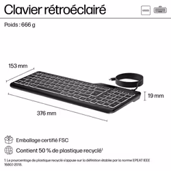 HP Clavier filaire rétroéclairé 400 - Vue supplémentaire 11