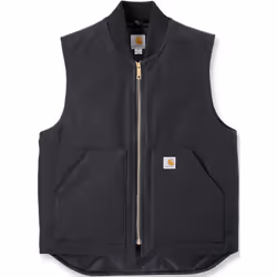 Carhartt Relaxed Fit Firm Duck Insulated Rib Collar Gilet, noir, taille L pour Hommes