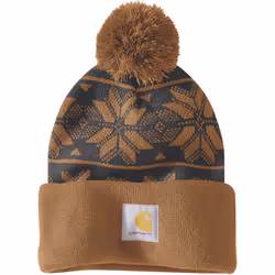 Carhartt Knit Pom Jacquard Bonnet Femme, brun pour Femmes