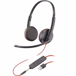 POLY Micro-casque Blackwire 3225 stéréo USB-A, Avec fil, Bureau/Centre d'appels, 87 g, Casque, Noir