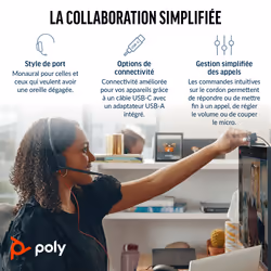 POLY Micro-casque monaural USB-C Blackwire 3210 (lot)