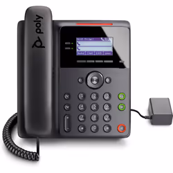 POLY Téléphone IP Edge B10 avec module d’alimentation PRC, Téléphone IP, Noir, Combiné filaire, Sur bureau/mural, 2 lignes, L ...