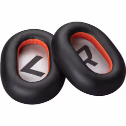 POLY Oreillette en similicuir noire Voyager 8200 (2 pièces), Couvre oreillettes jetables, Noir, Rouge