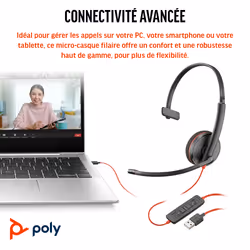POLY Micro-casque Blackwire 3210 monaural USB-C + adaptateur USB-C/A - Vue supplémentaire 5
